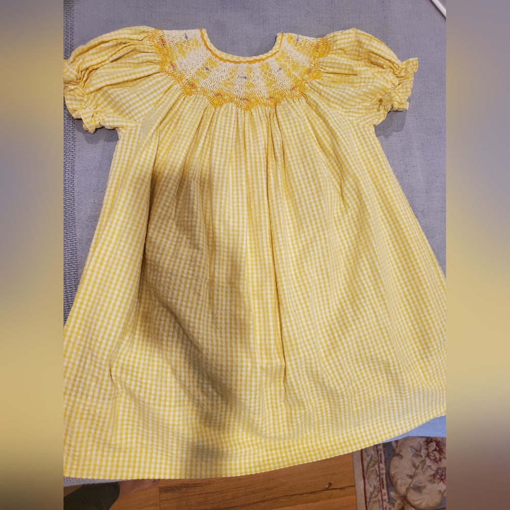 Smocked dress yellow Rosalina 2T